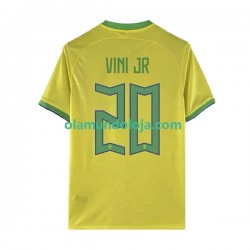 Camisola Brasil Vinicius Junior 20 Homem Equipamento Primeiro Copa do Mundo 2022 Manga Curta